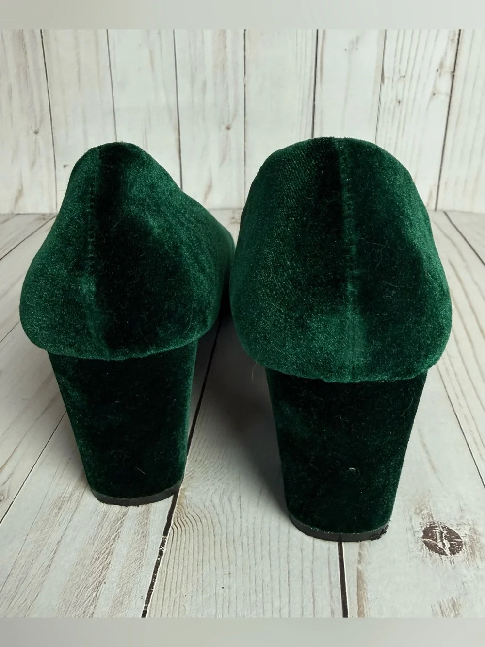 Eloquii Emerald Dark Green Velvet Block Heel Pumps Christmas Holidays